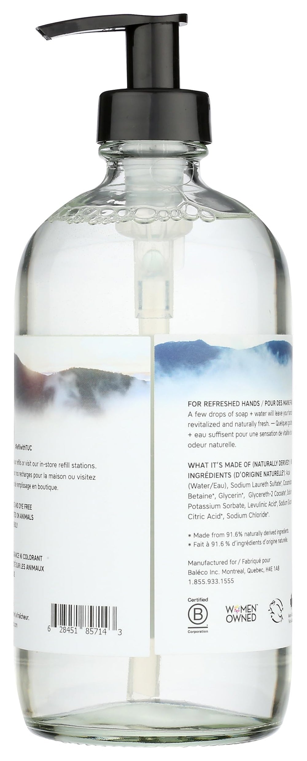 The Unscented Company jabón manos líquido 465ml, textura cremosa para manos suaves.