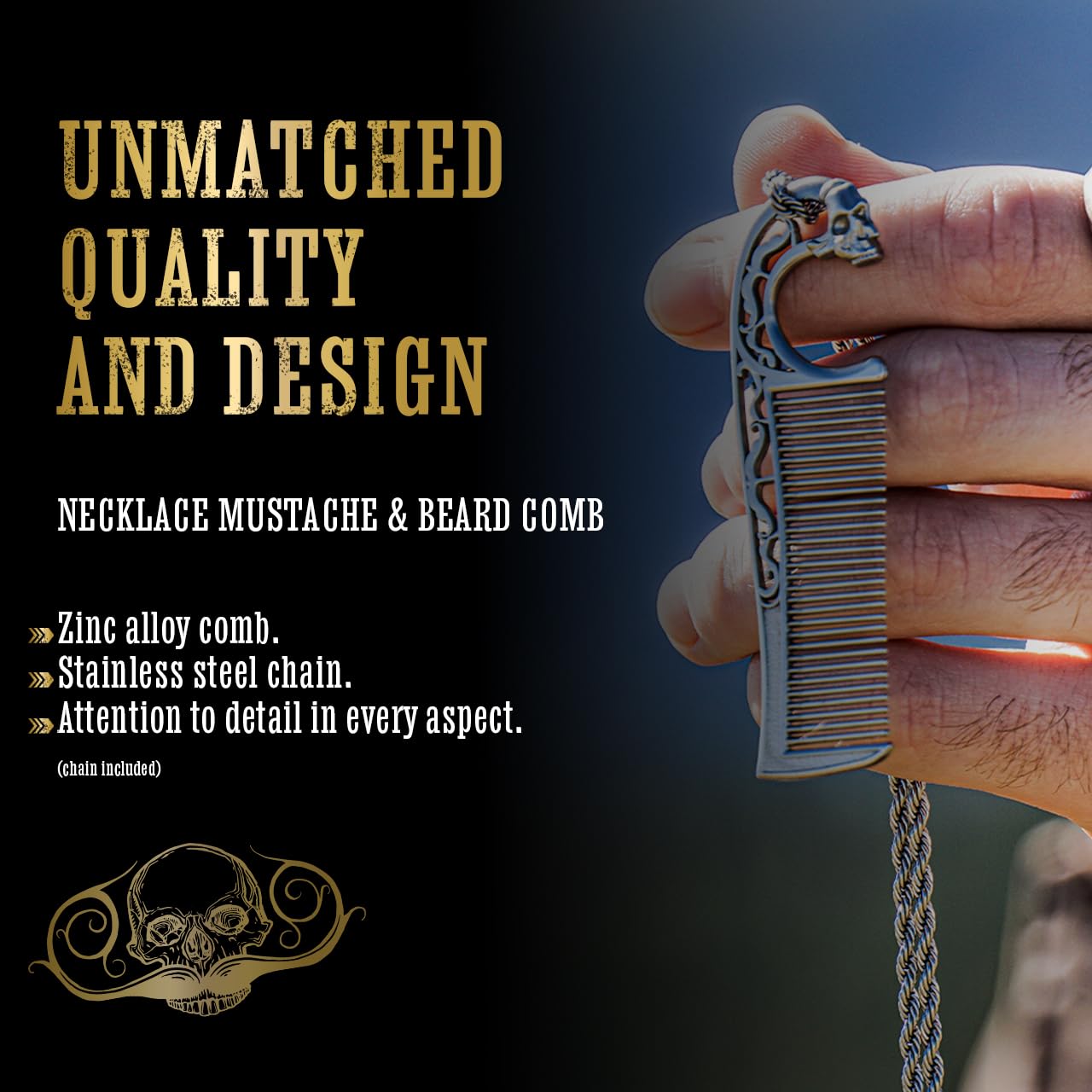 THE VINTAGE GROOMING CO. Collar de acero inoxidable, accesorio diario de cuidado facial