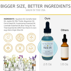 Uso diario del aceite facial The Yellow Bird con Tansy Azul para hidratación suave.