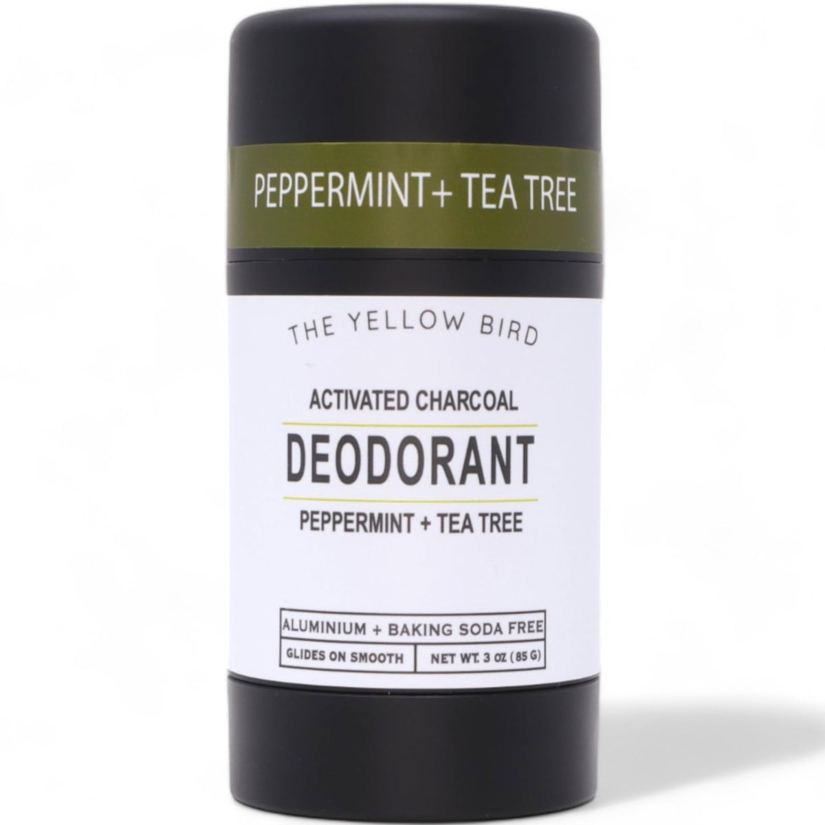 The Yellow Bird desodorante natural, barra 3oz, protección duradera sin aluminio.