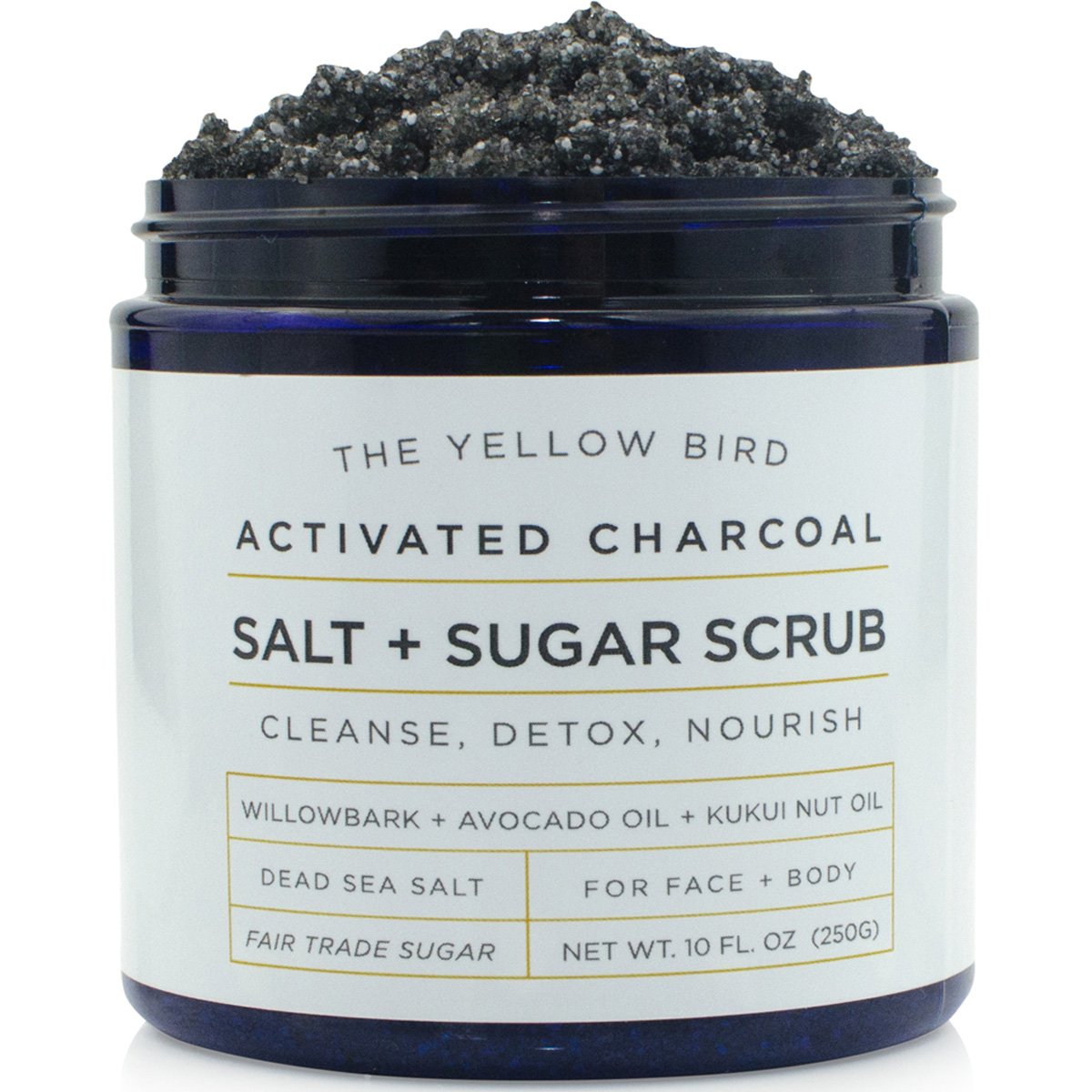 The Yellow Bird exfoliante con carbón activado para la cara, limpia poros y deja piel suave.