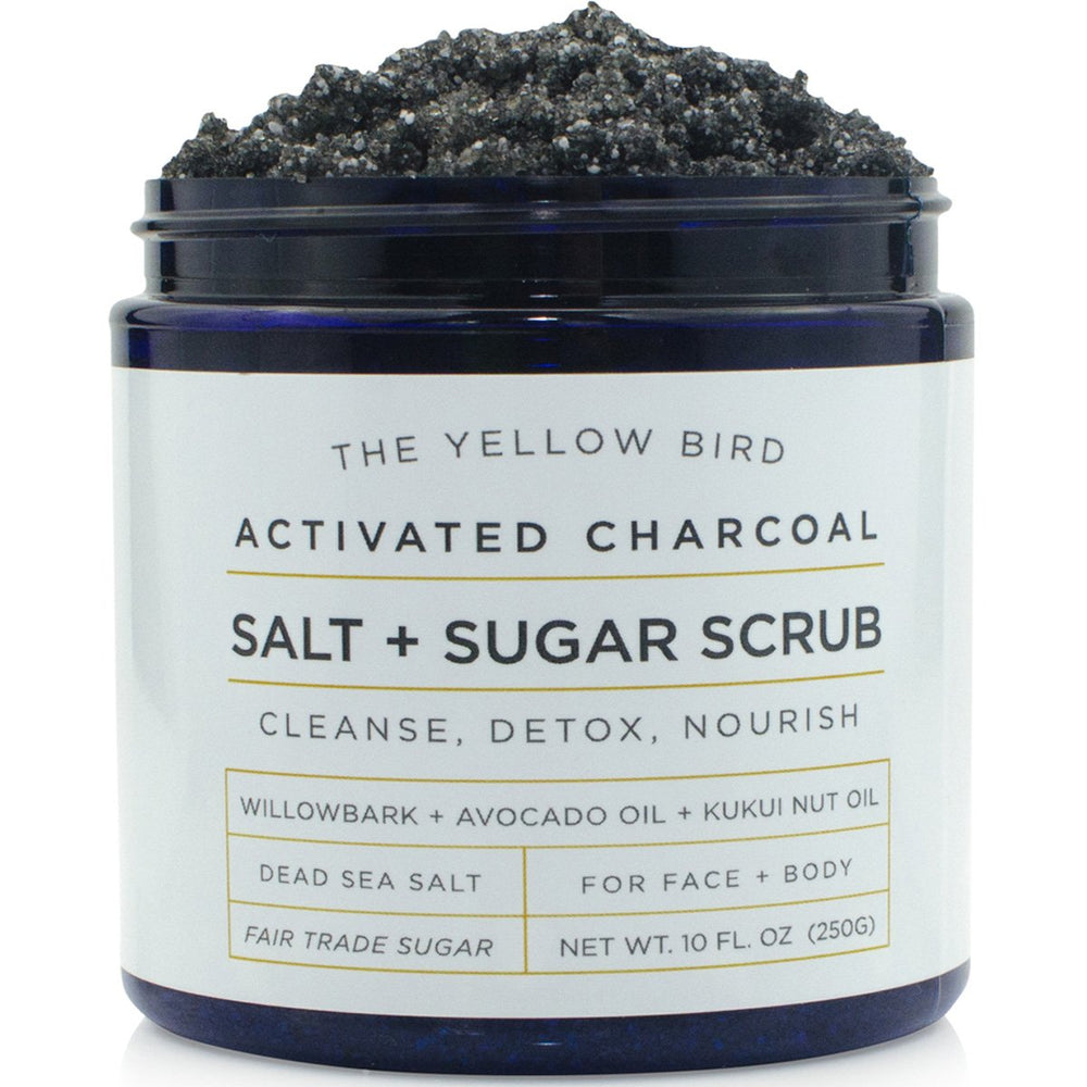 The Yellow Bird exfoliante con carbón activado para la cara, limpia poros y deja piel suave.