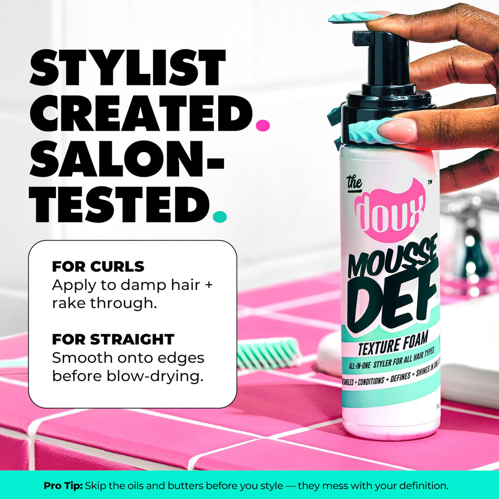 The Doux Mousse multiuso: aplicación rápida para rizos sin esfuerzo.