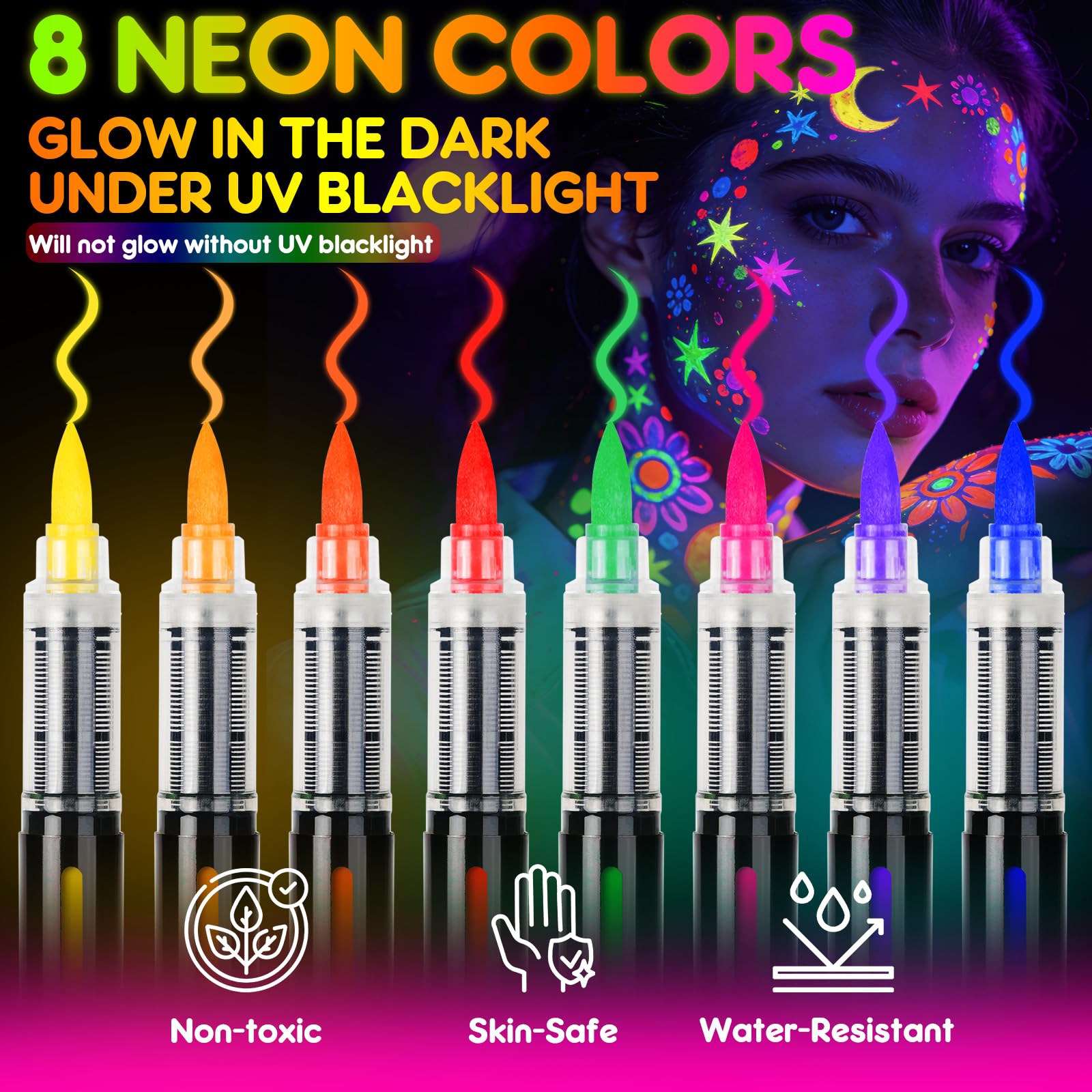ThEast rotuladores pintura facial neón UV para maquillaje