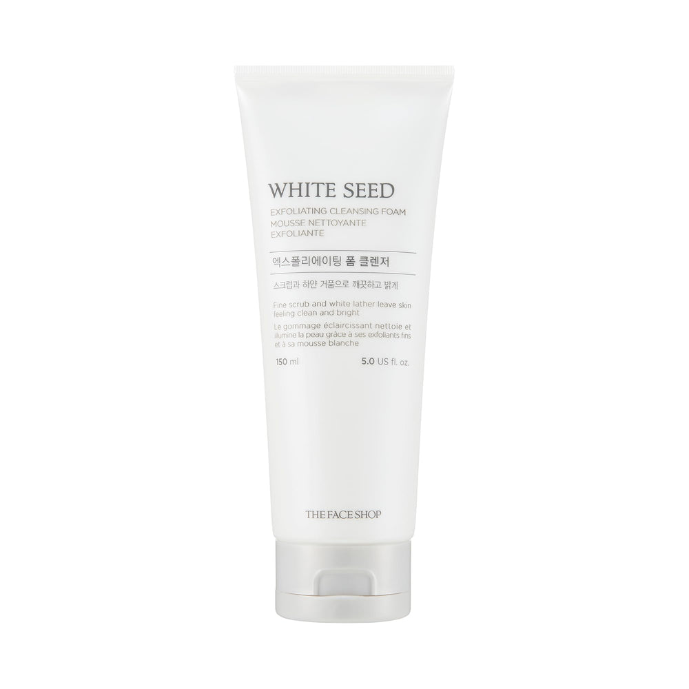 The Face Shop espuma exfoliante semilla blanca muestra textura suave para limpieza delicada