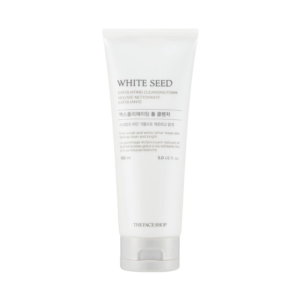 The Face Shop espuma exfoliante semilla blanca muestra textura suave para limpieza delicada