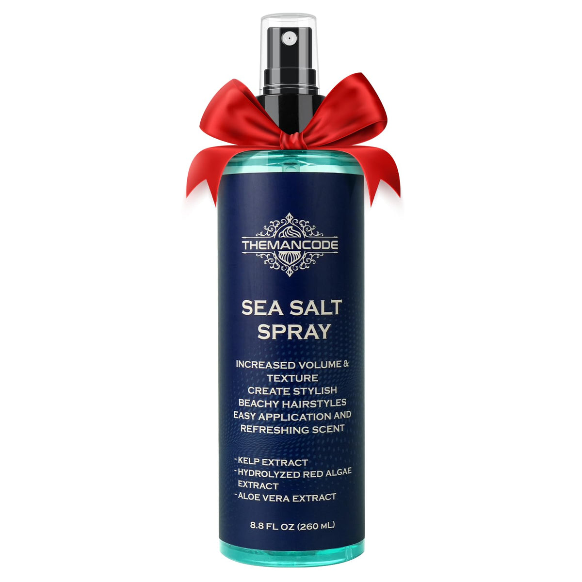 THEMANCODE spray de sal marina, botella visible, ideal para volumen instantáneo y textura casual.