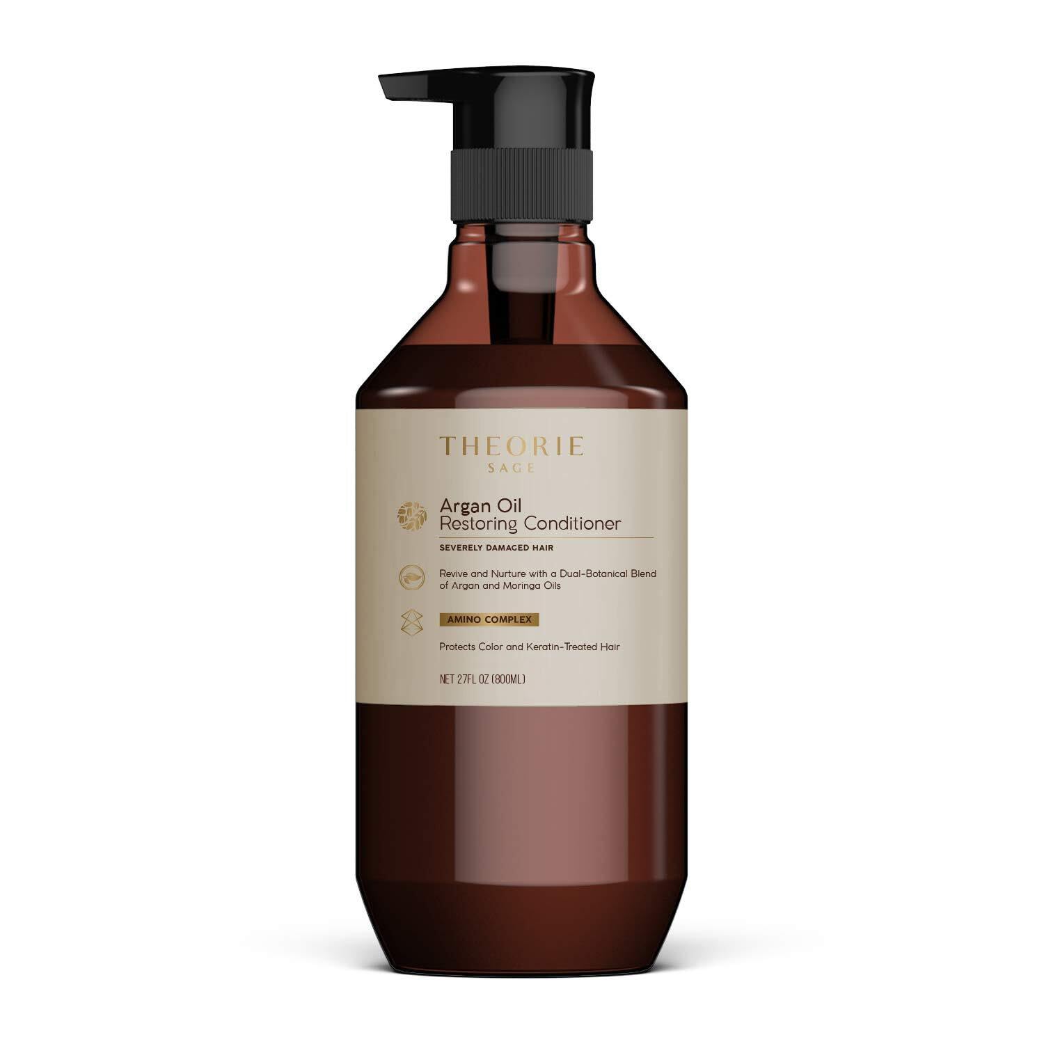 Theorie huile d'argan, bouteille conditionneur 800 ml, nourrit en profondeur les cheveux.