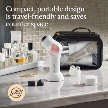 Dispositivo blanco compacto listo para tu rutina de belleza.