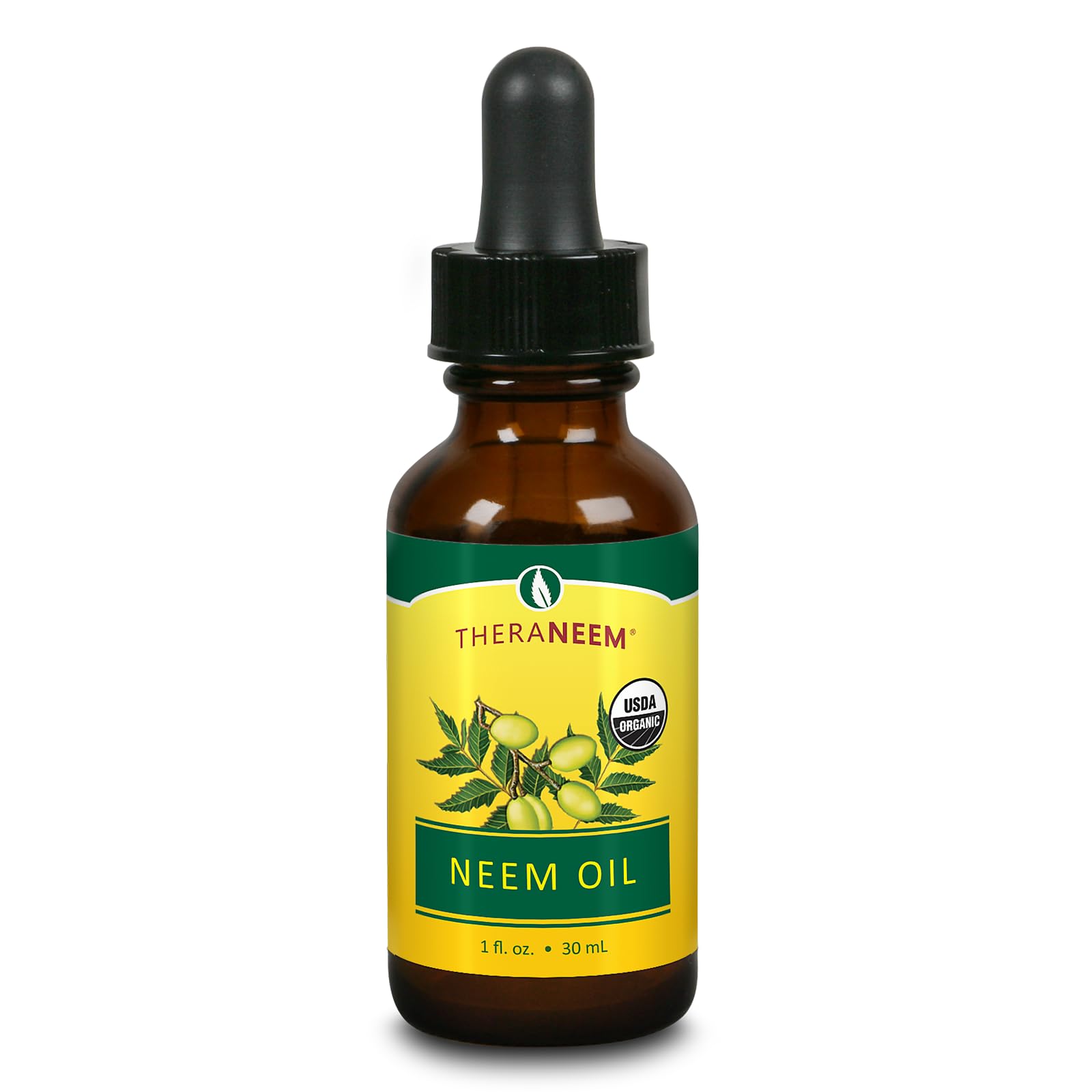 TheraNeem Naturals aceite de neem, botella, para hidratar piel, cabello y uñas.