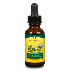 TheraNeem Naturals aceite de neem, botella, para hidratar piel, cabello y uñas.