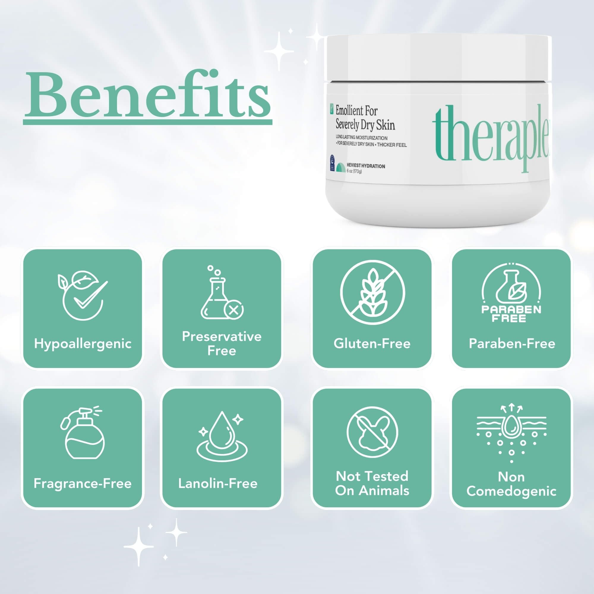Theraplex Crema Emoliente, textura gruesa para hidratación prolongada.