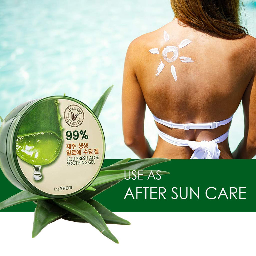 THESAEM aplicación en la piel con aloe Jeju, alivio suave tras la exposición solar