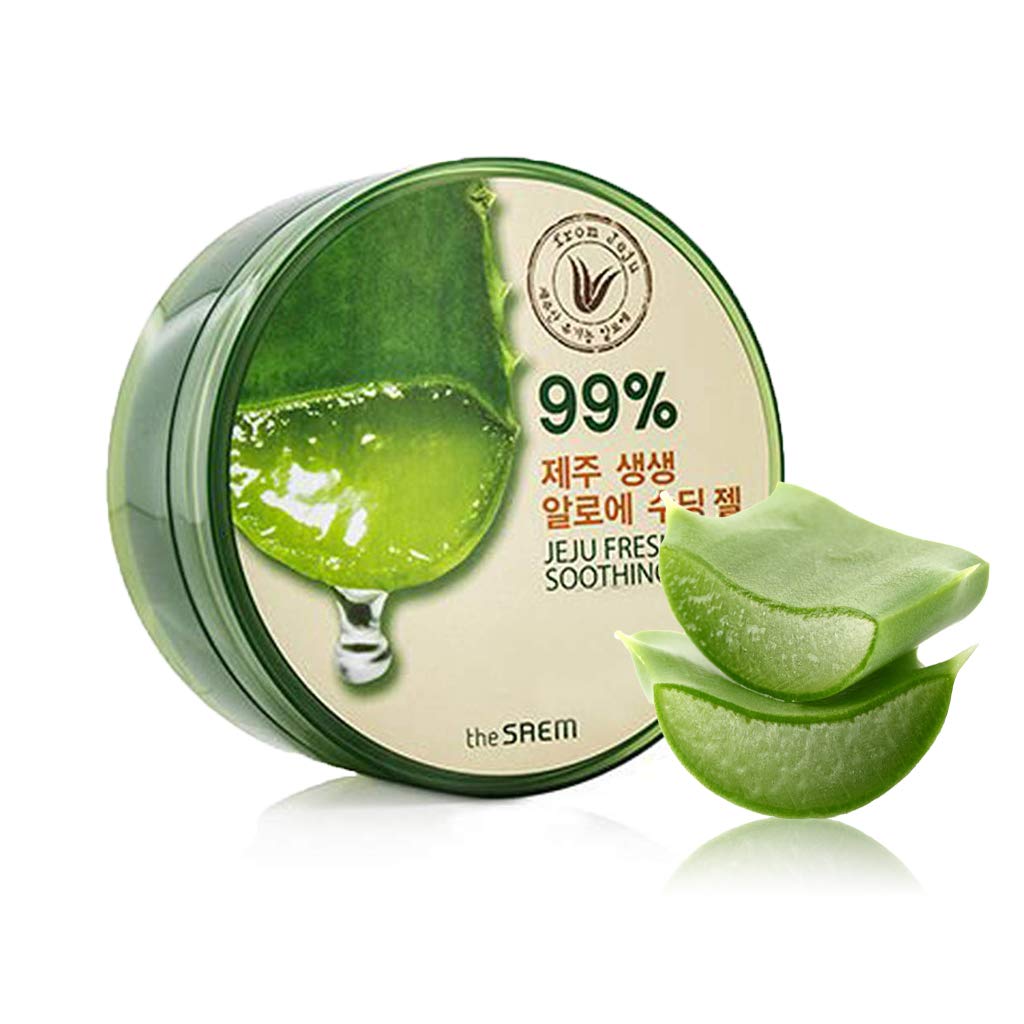 THESAEM gel de aloe vera Jeju, botella con vertido, alivio suave para la piel