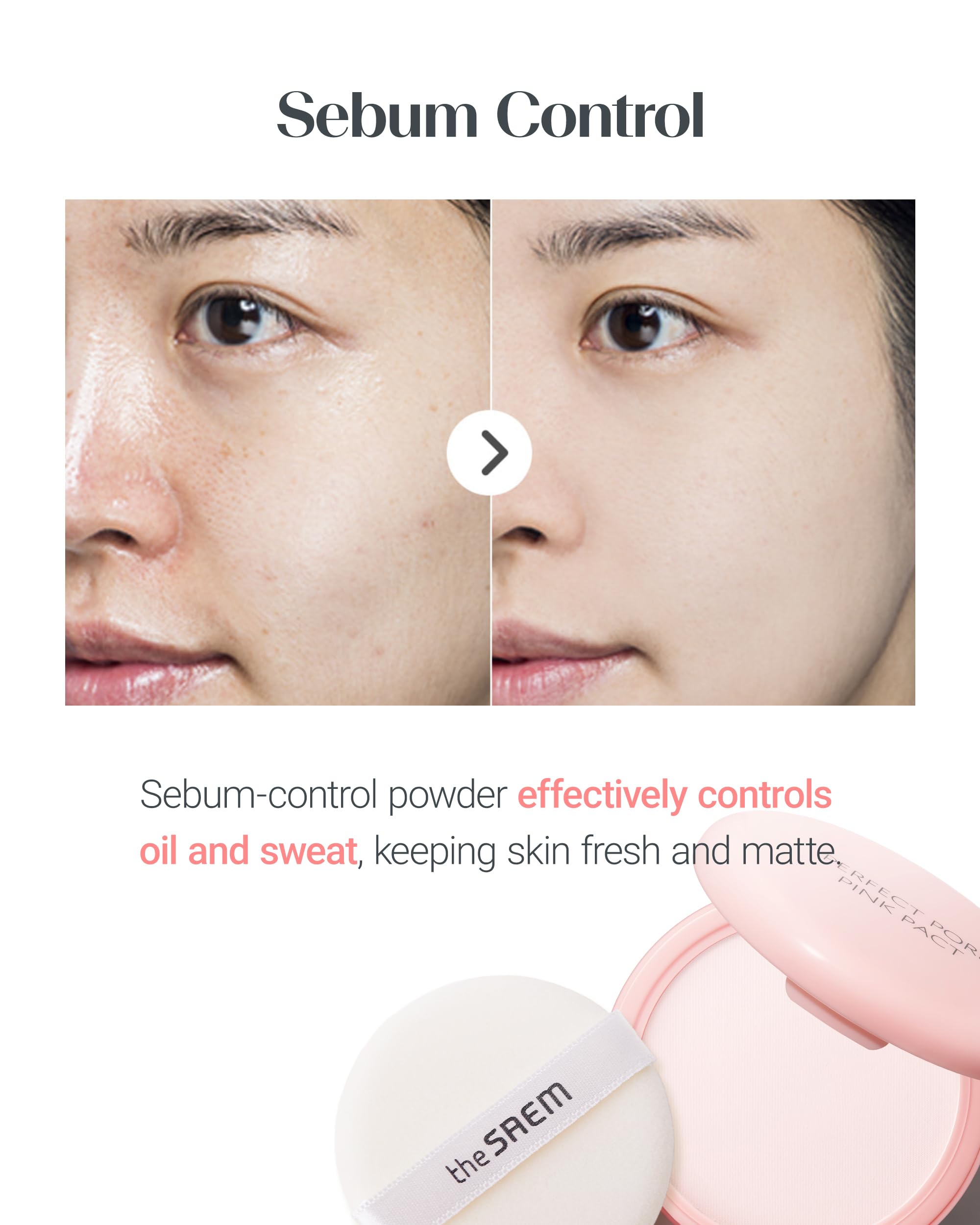 THESAEM Saemmul Perfect Pore Pink Pact aplicador facilita aplicación fina