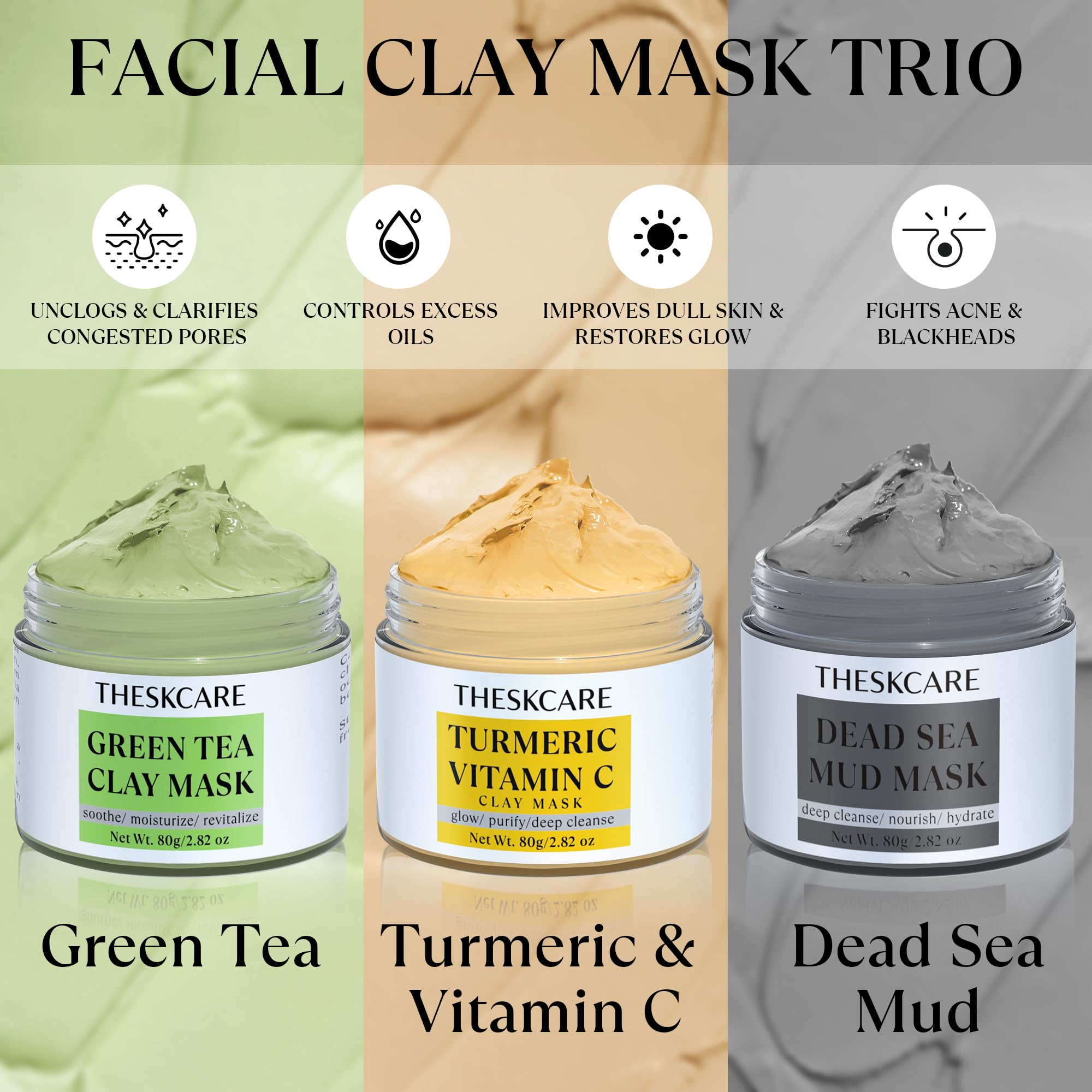 THESKCARE mascarilla arcilla té verde para controlar grasa y dejar piel fresca.