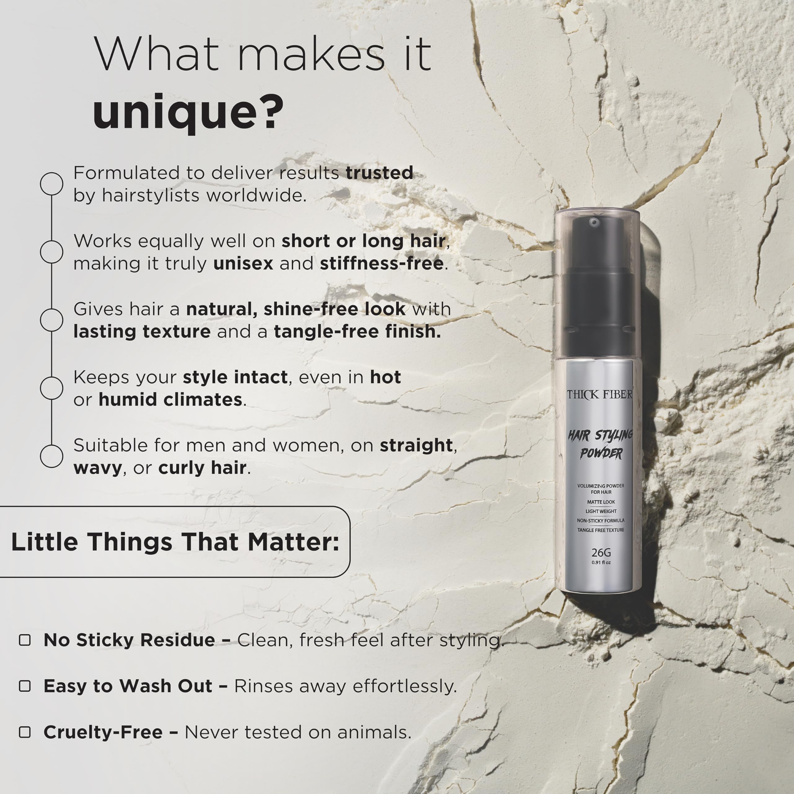 Thick Fiber acabado mate natural para looks discretos