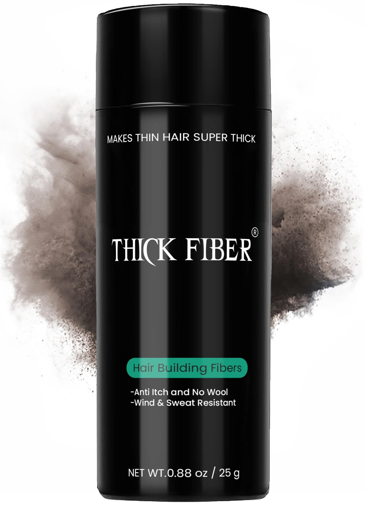 Thick Fiber botella de 25 g para cobertura rápida y natural.