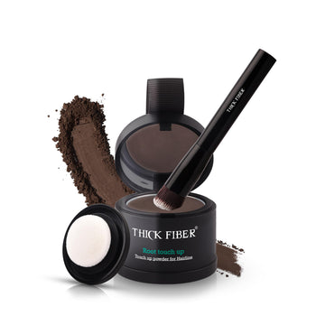 Polvo Thick Fiber cubre raíces marrón medio para retoques discretos.