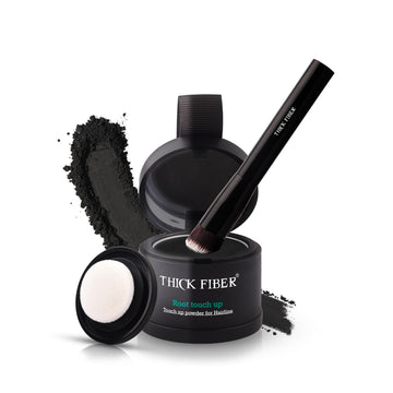 Polvo de retoque Thick Fiber para raíces con brocha, cobertura instantánea del cabello fino.