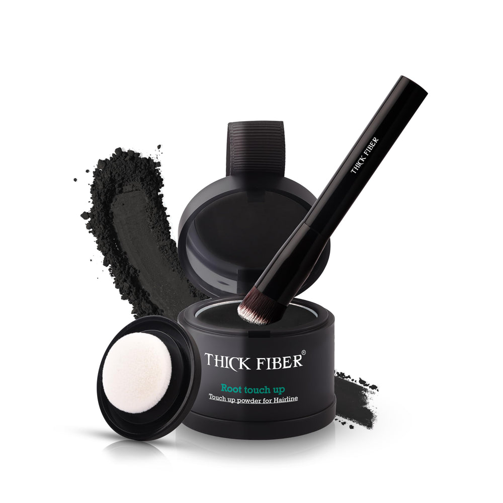 Polvo de retoque Thick Fiber para raíces con brocha, cobertura instantánea del cabello fino.