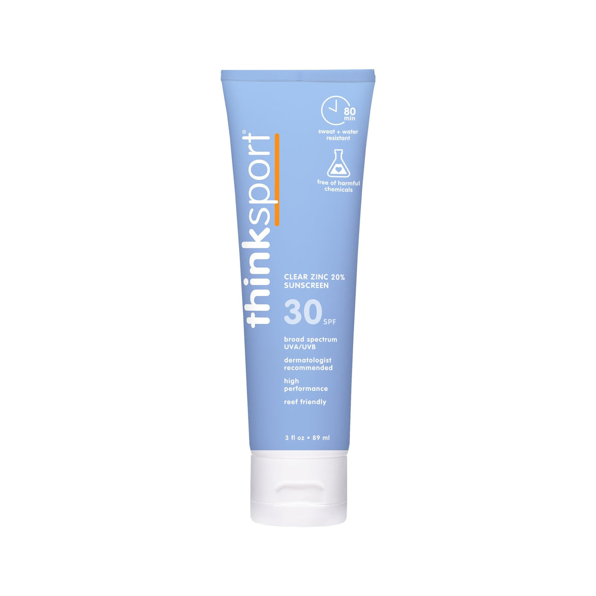 Thinksport protector solar SPF30, claridad de zinc, ideal para uso al aire libre y deporte