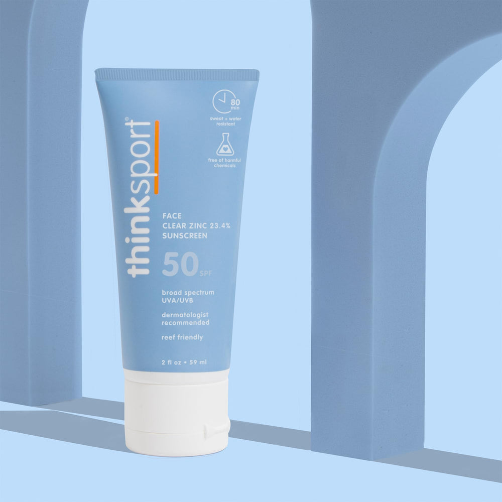 Thinksport: óxido de zinc no nano, fórmula mineral limpia para la piel.