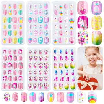Thrilez Uñas Postizas para Niñas con Arcoiris y Cielo, decoraciones rápidas