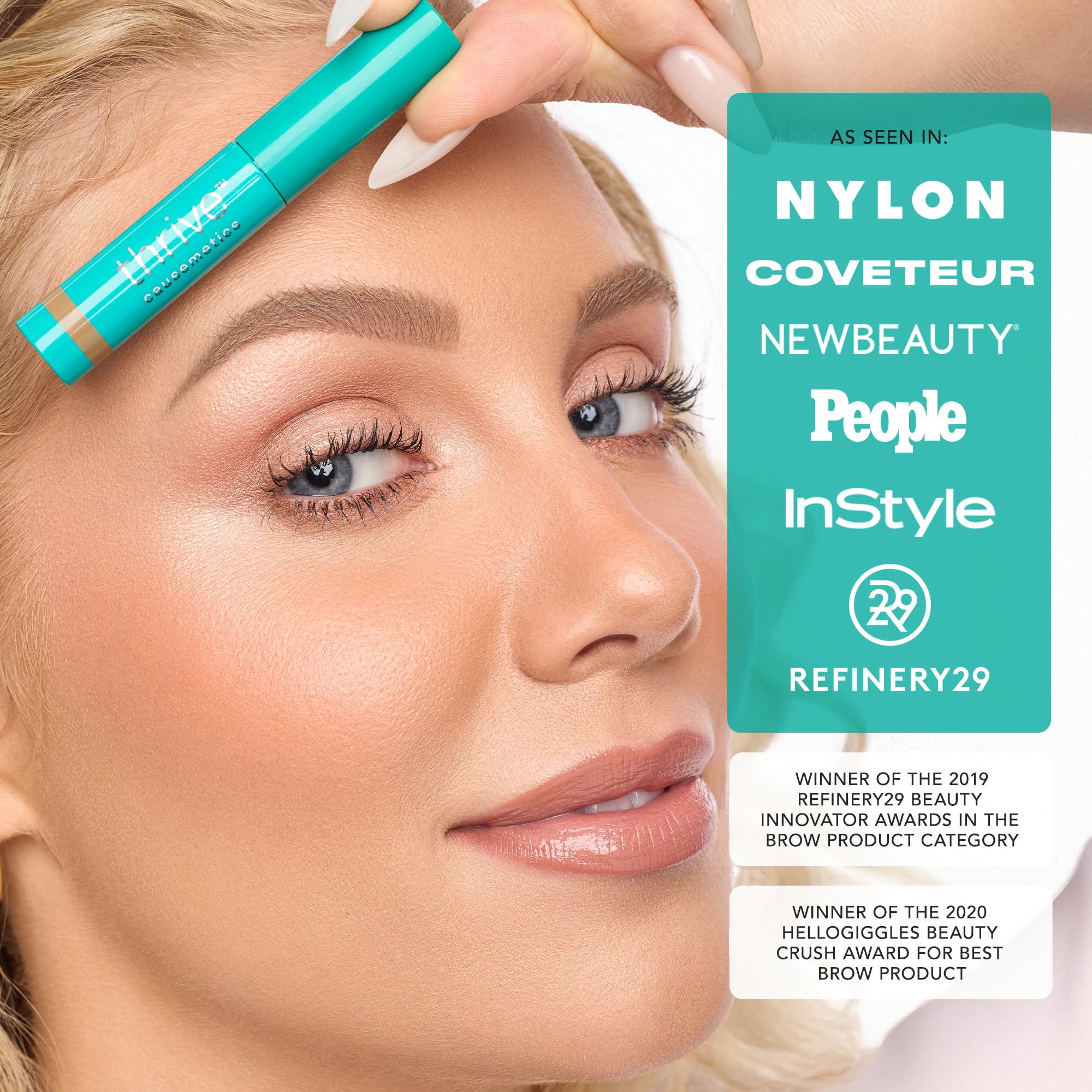 Pigmentos semipermanentes Thrive Causemetics para color duradero en cejas.
