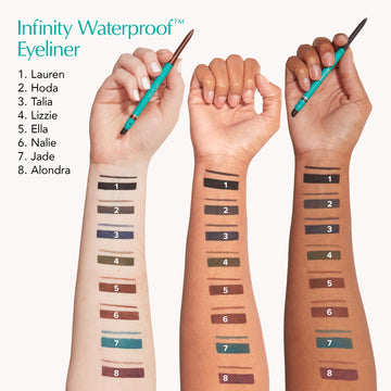 Delineador Thrive Infinity en Jade para un look de día a noche.
