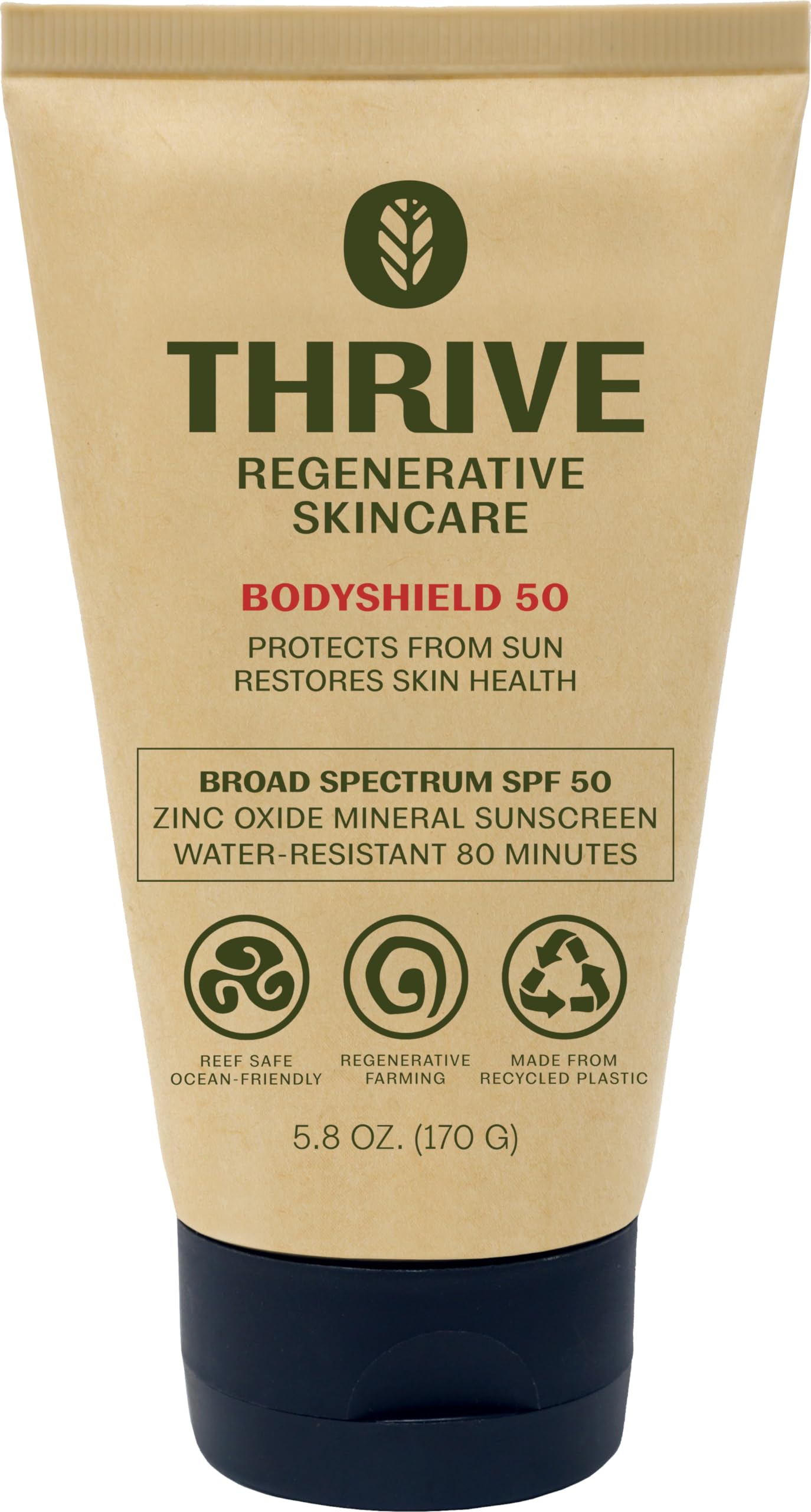 Protector solar Thrive Natural Care en botella con protección para arrecifes