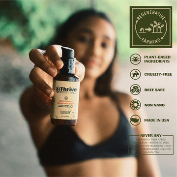 Protector solar Thrive para rostro, acabado mate en piel