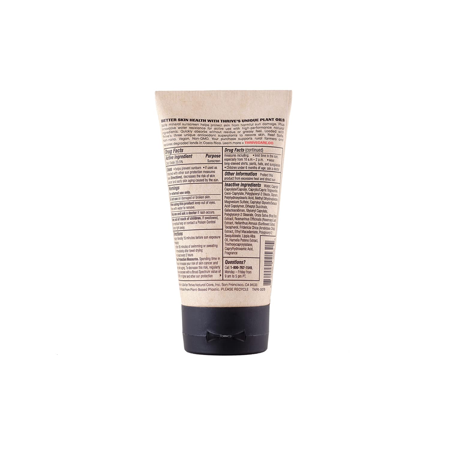 Paquete de dos botes de 5.8 onzas de Thrive Natural Care SPF50.