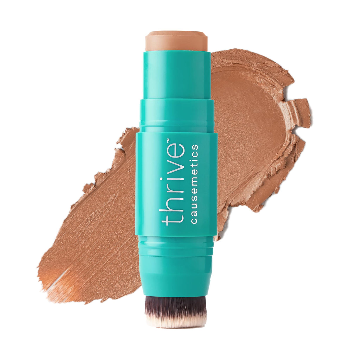 Thrive Causemetics Triple Threat Color Stick bronceador crema, acabado natural para definición rápida.