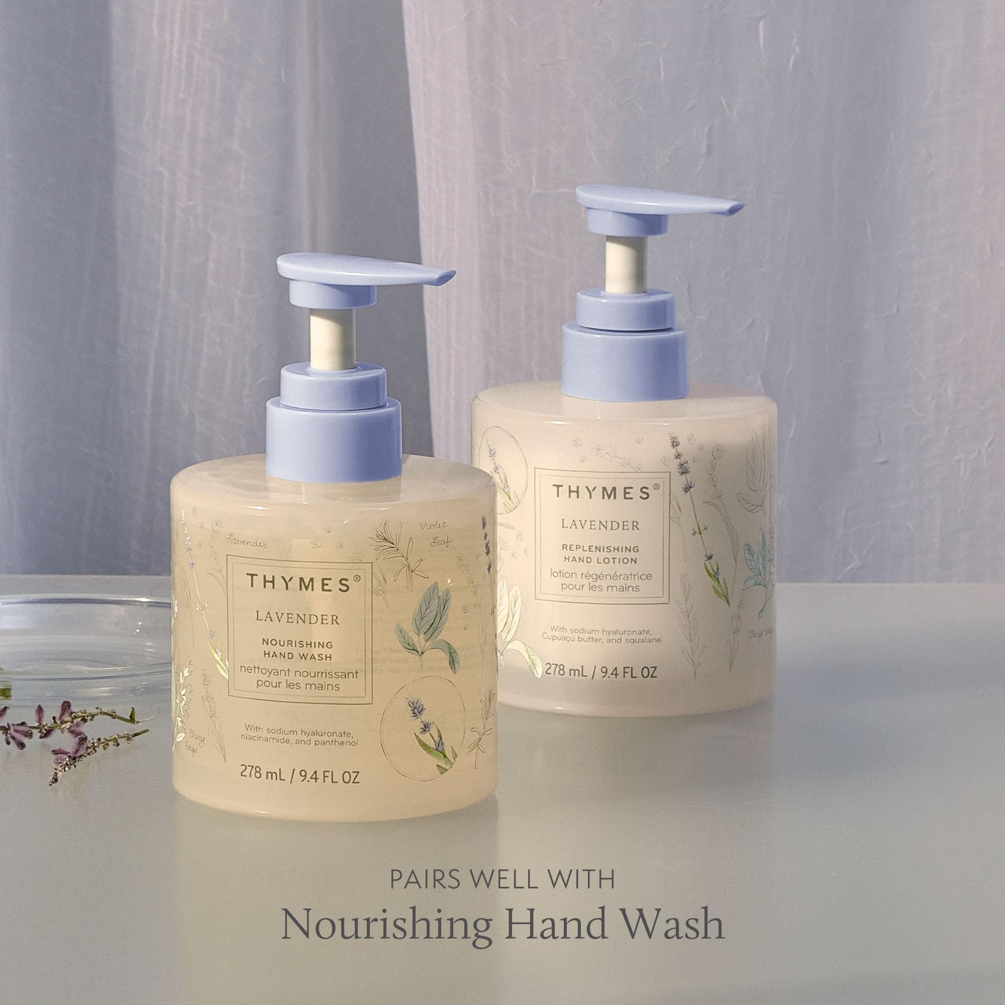 Formule Thymes sans parabènes ni sulfates pour une routine douce.