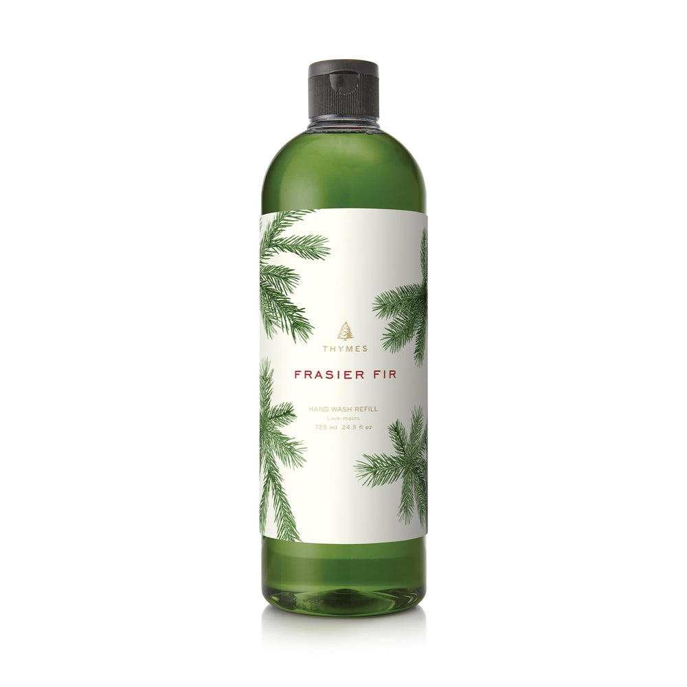 Thymes Hand Wash Refill Frasier Fir, vertido suave para manos limpias y perfumadas.