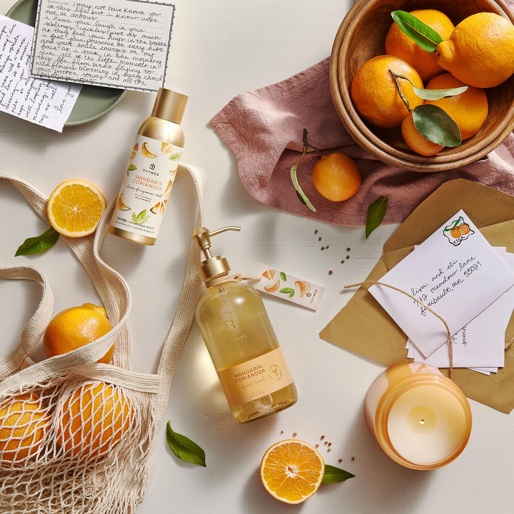 Notas aromáticas de mandarina y cilantro en Thymes Jabon Manos.