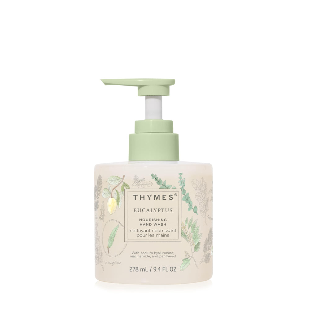 Thymes jabon hidratante para manos en botella de cristal, ideal para baño o cocina.