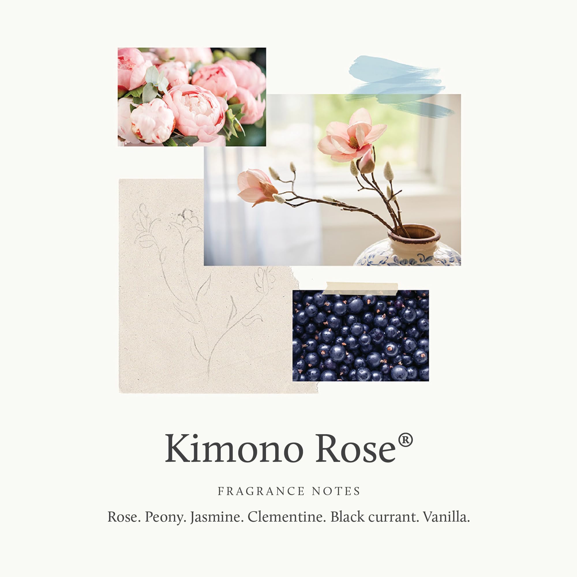 Texture crème veloutée Kimono Rose sur peau, douceur durable.
