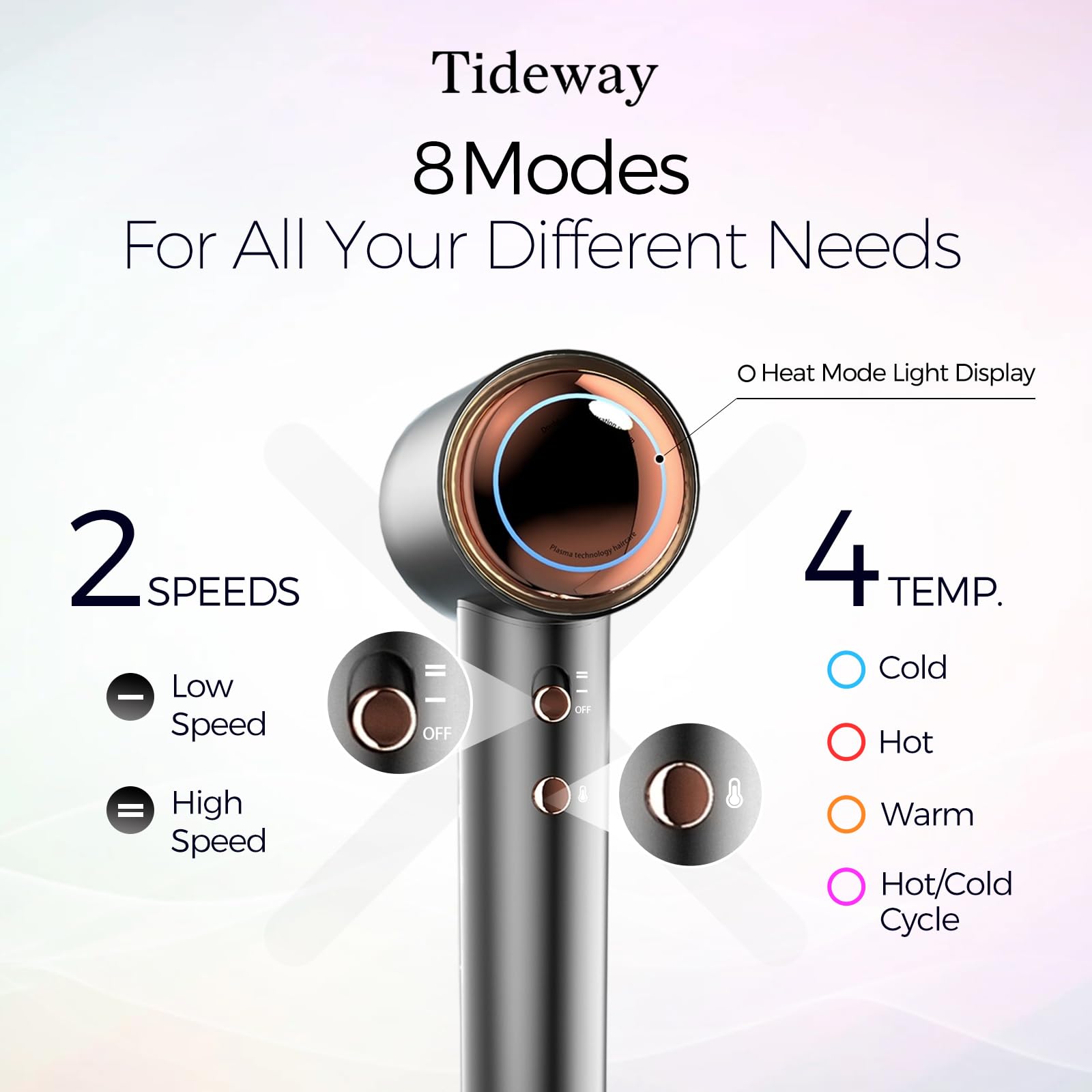 Tideway secador con 8 modos y 4 temperaturas para estilos