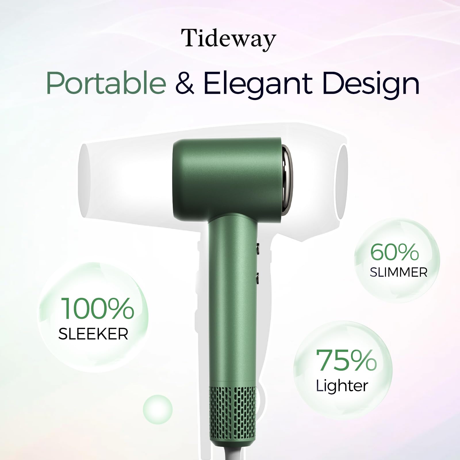 Tideway secador de bajo ruido pensado para sesiones de peinado tranquilas.