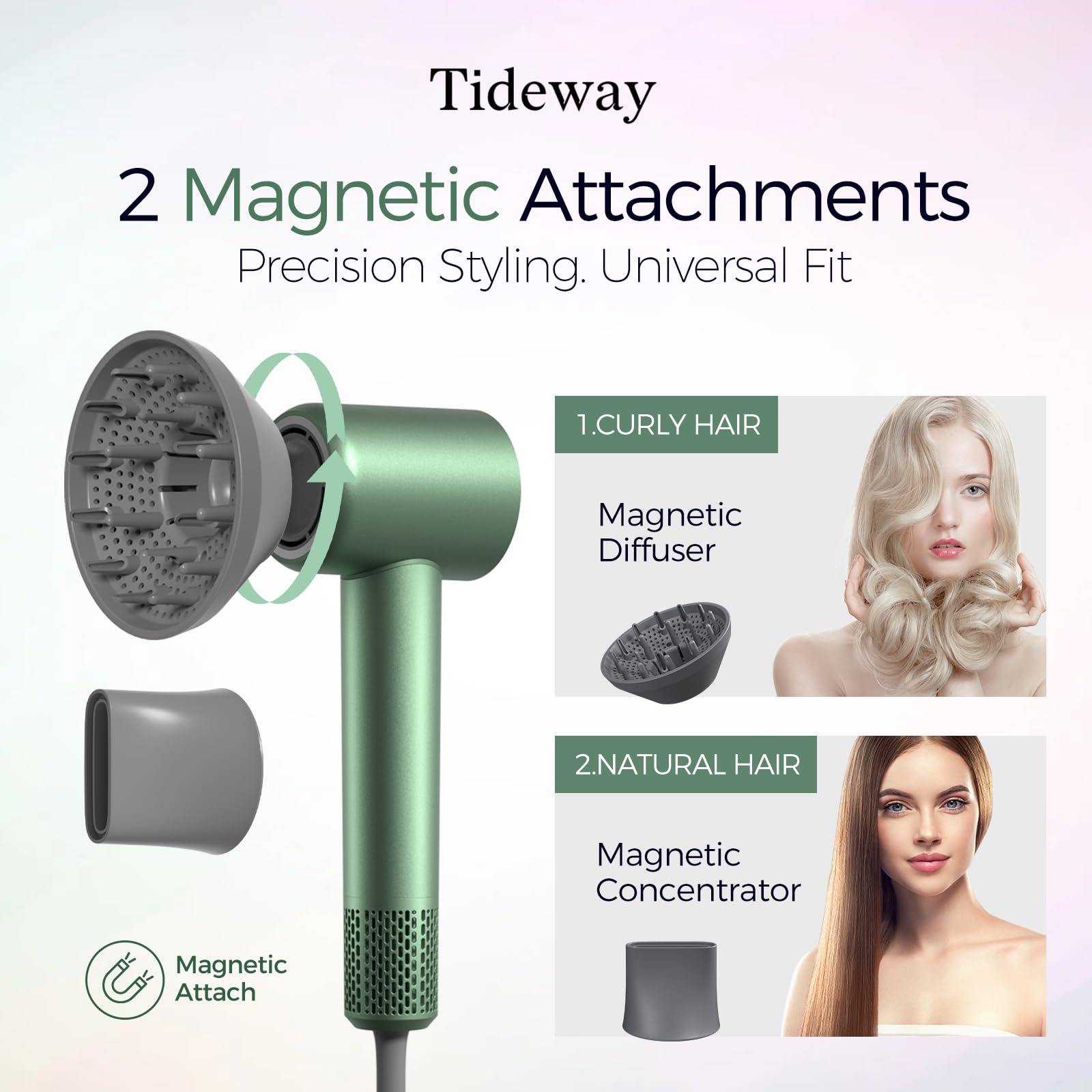 Tideway secador con 8 modos y dos velocidades para todo tipo de cabello.