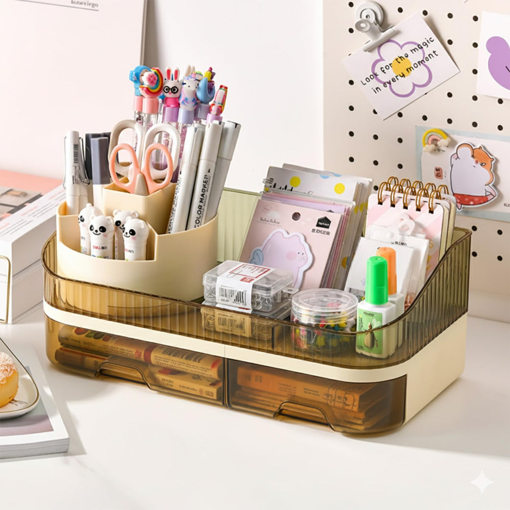 Tidyladyo alta capacidad para botellas y brochas de maquillaje.
