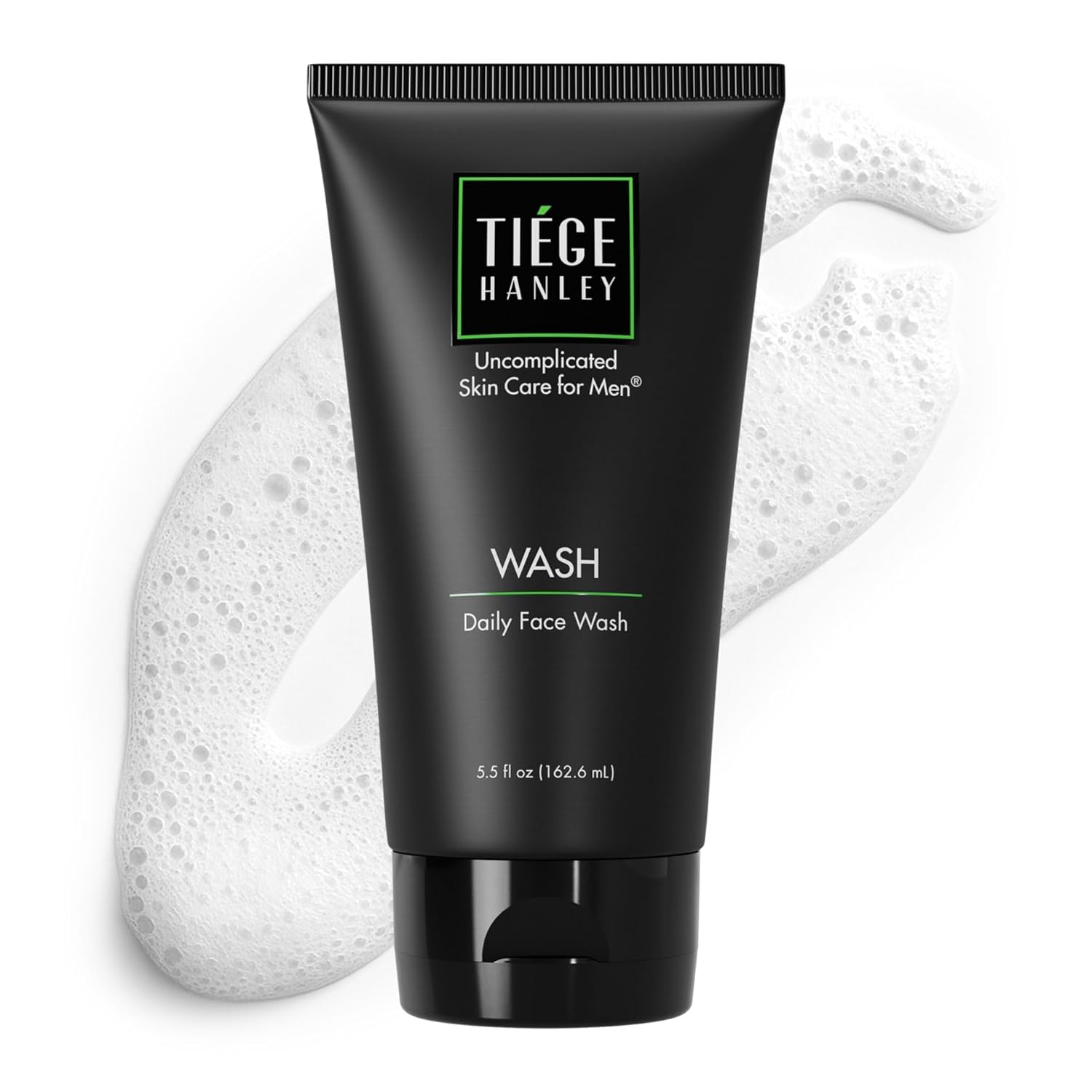 Tiege Hanley Daily Face Wash: botella clara para limpieza suave y piel equilibrada.