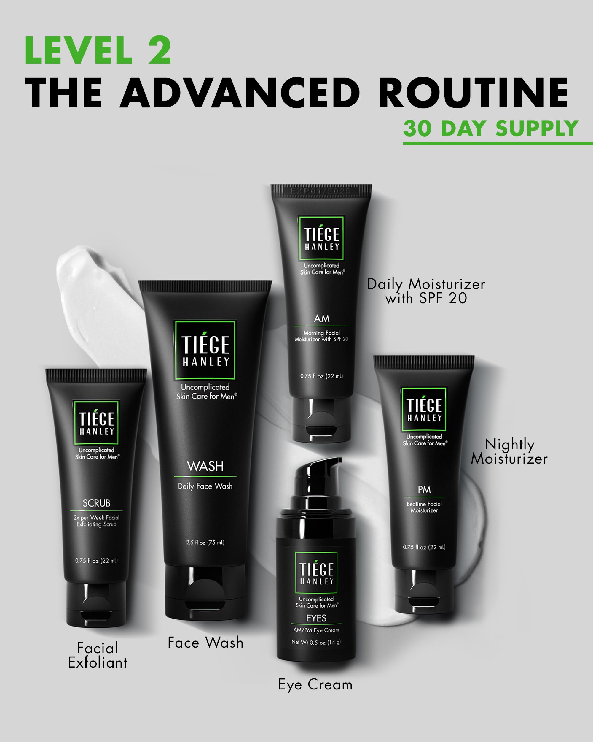 Tiege Hanley exfoliante facial para textura suave y tono uniforme.