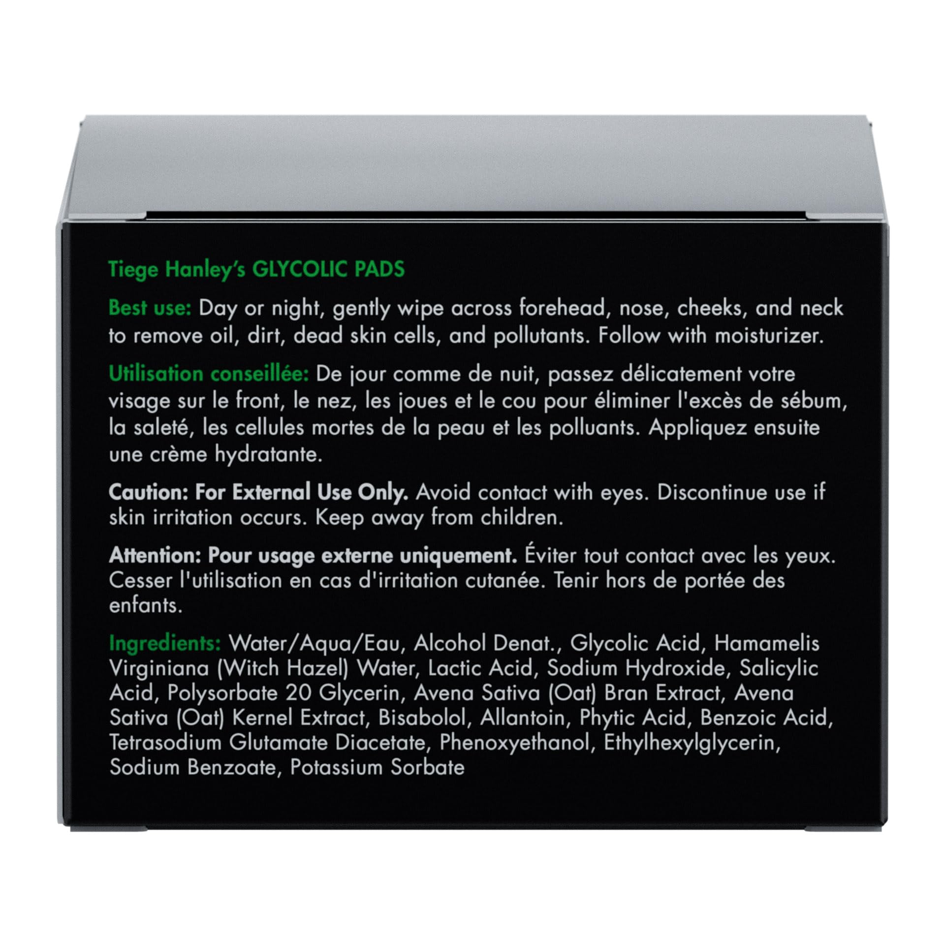 Tiege Hanley Glycolic Pads muestra la textura exfoliante del producto.