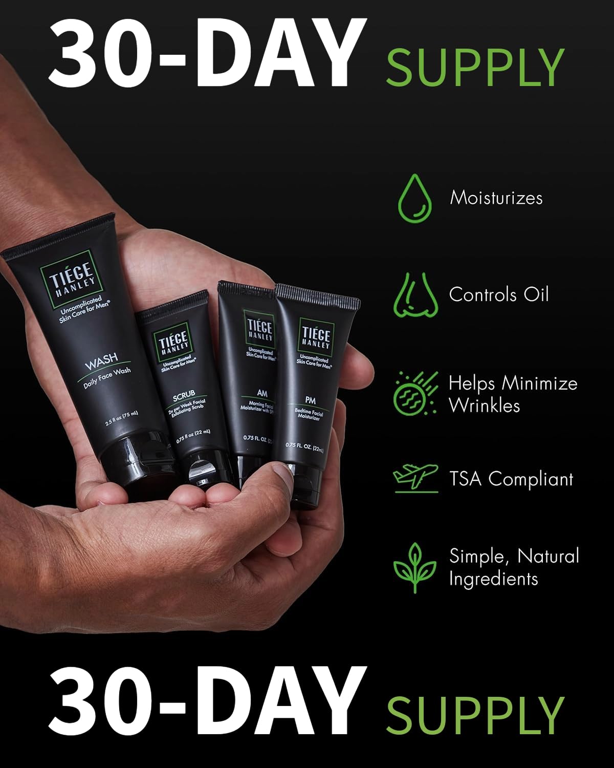 Tiege Hanley nivel 1 kit: exfoliante suave que revela textura renovada.