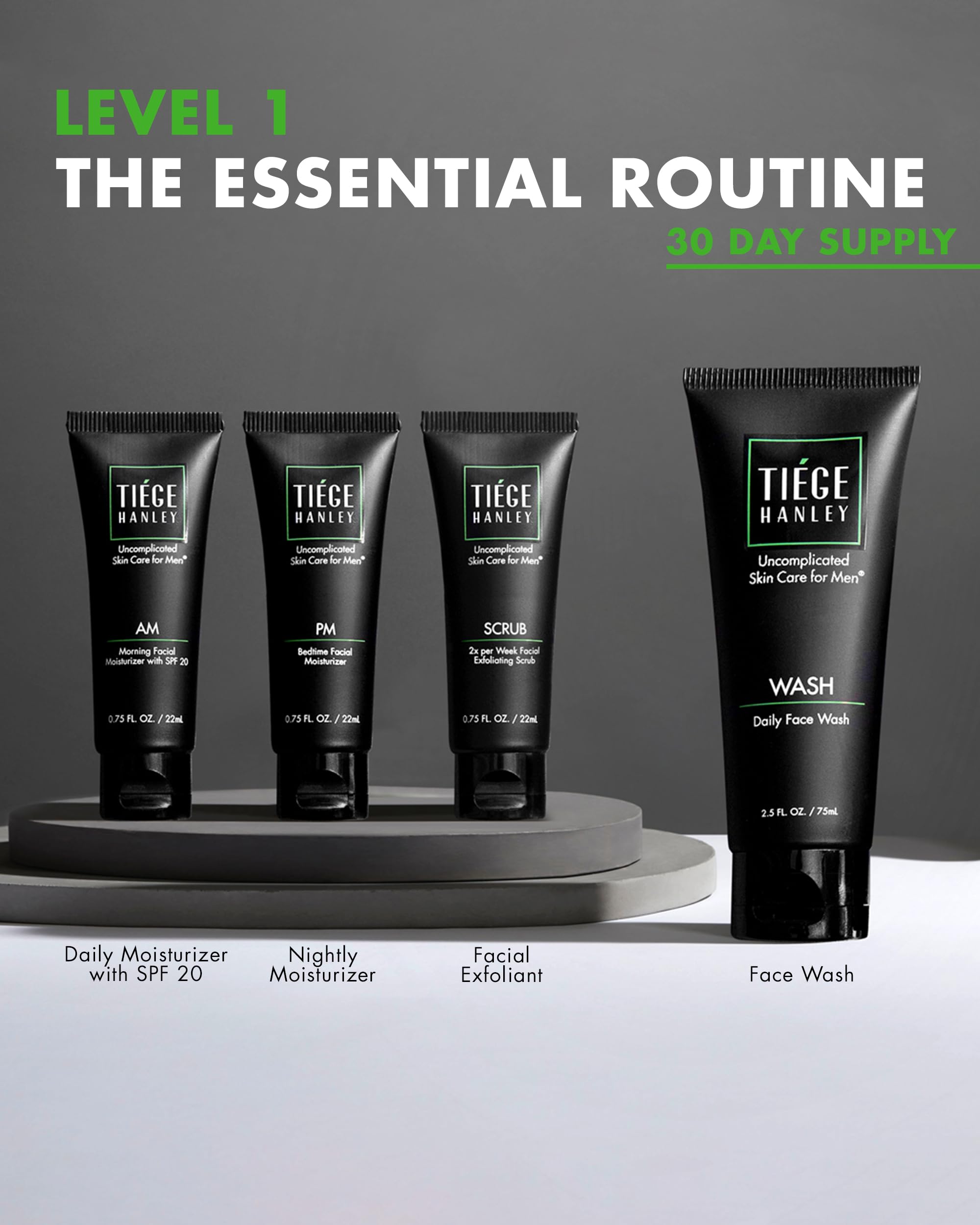 Tiege Hanley nivel 1 kit: hidratante de mañana con SPF20 para protección diaria.