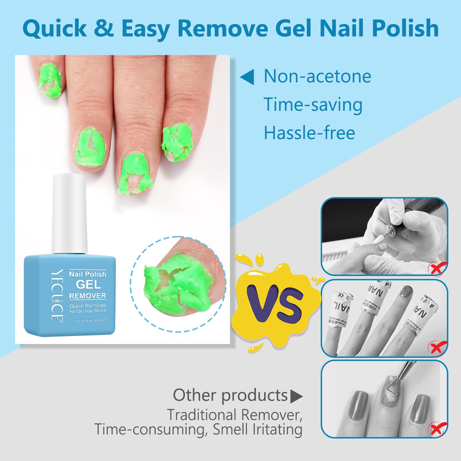 Seguro para uñas naturales, acrílicas y de gel.