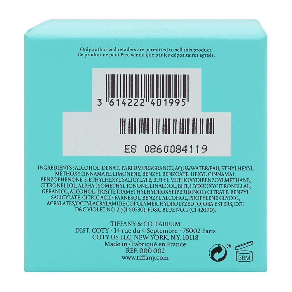 Tiffany & Co. Eau de Parfum para mujer, empaque regalo elegante.